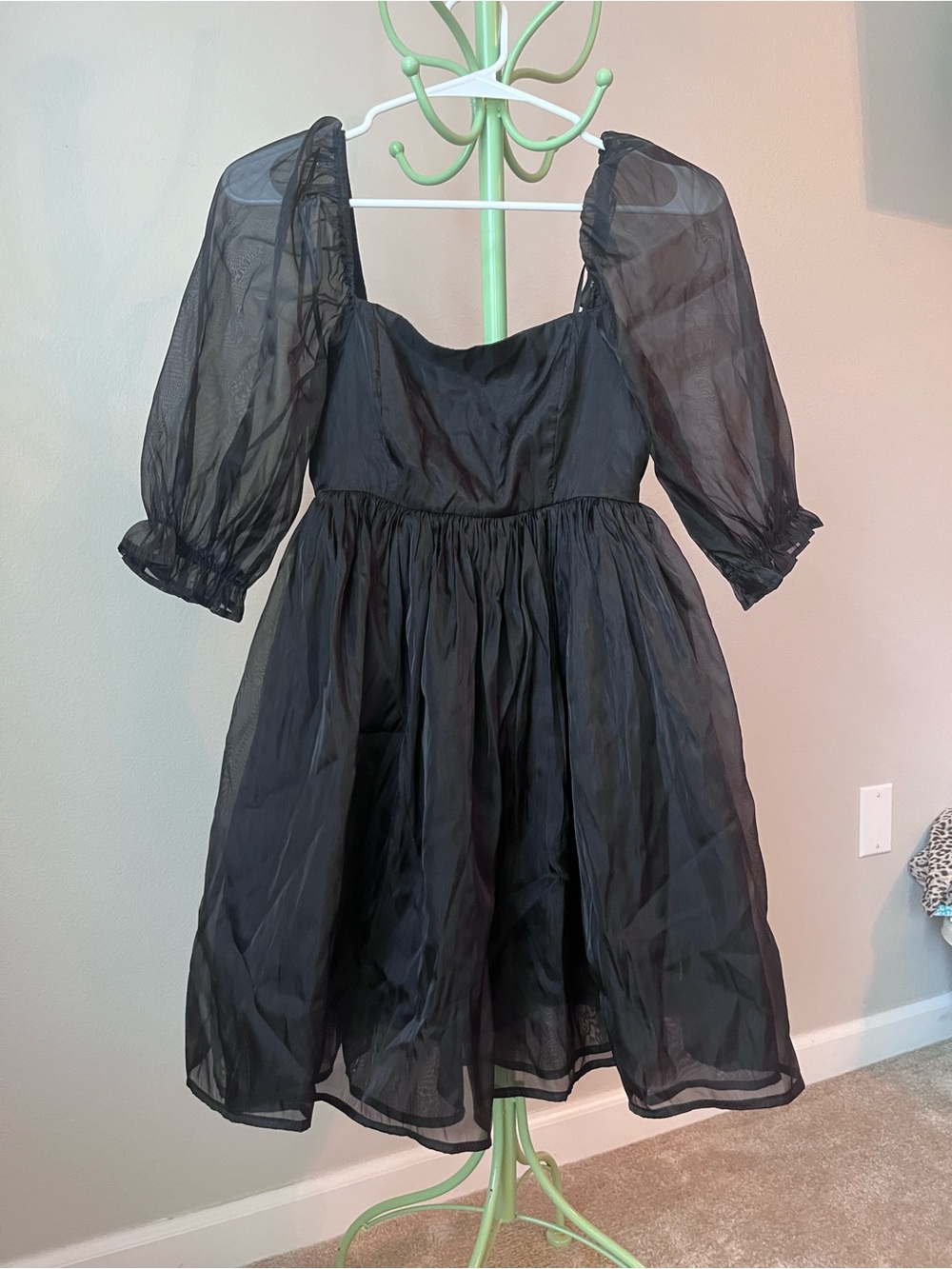 Forever 21 Black Puff Sleeve Tulle Cocktail Dress